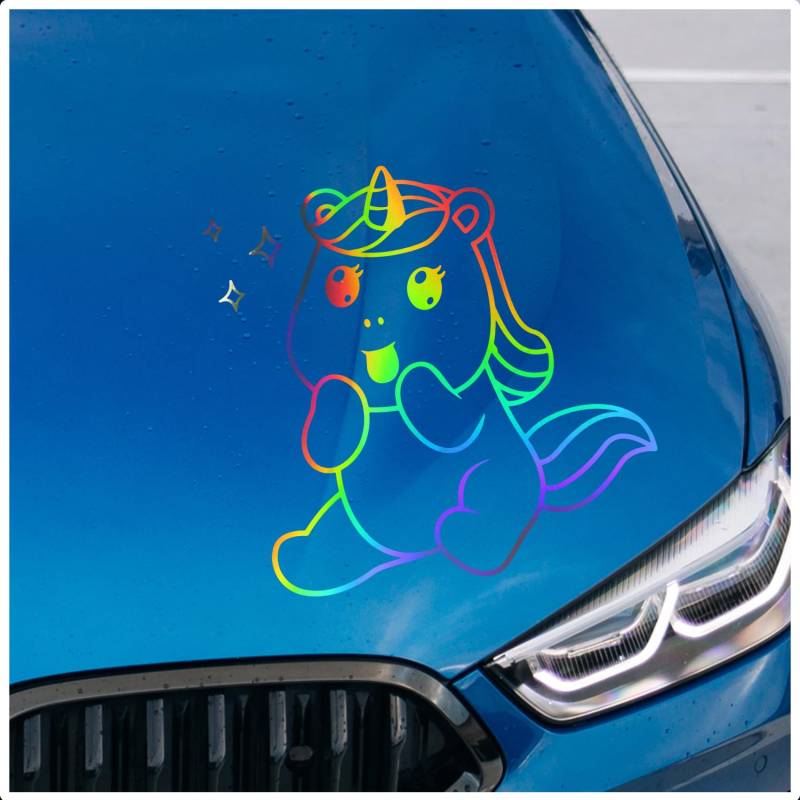 Finest Folia Einhorn Aufkleber 40x46cm Folie Autoaufkleber Sticker für Auto Motorrad Sternenstaub selbstklebend wasserfest Sterne süß Kfz Zubehör KX094 (Hologramm) von Finest Folia