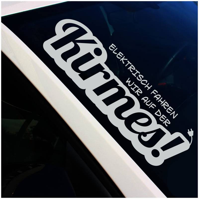 Frontscheibenaufkleber Schriftzug Elektrisch fahren Kirmes Aufkleber für Windschutzscheibe Heckscheibe Frontscheibe Auto Fahrzeug Dekor Sticker FS125 (Mittelgrau, Innenklebend) von Finest Folia