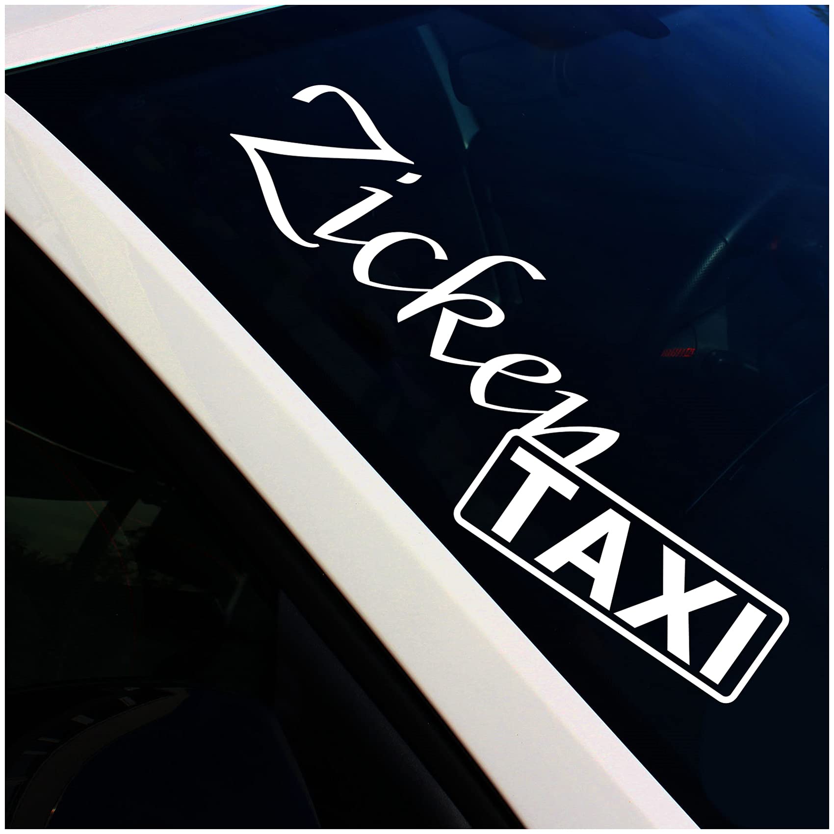 Frontscheibenaufkleber Schriftzug Zicken Taxi Aufkleber für Windschutzscheibe Heckscheibe Frontscheibe Auto Fahrzeug Dekor Sticker FS135 (Weiß Glanz, Innenklebend) von Finest Folia