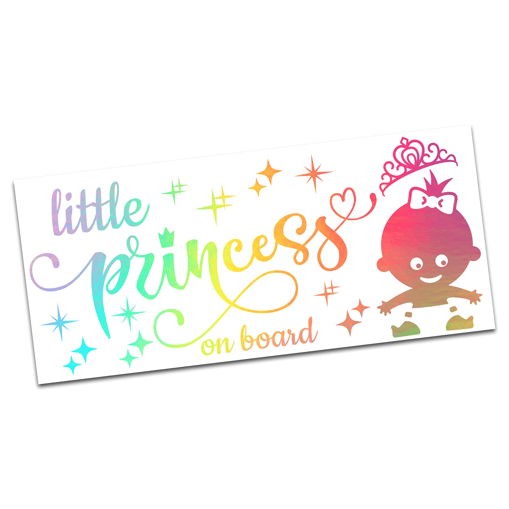 Finest Folia Little Princess on Board Autoaufkleber Sticker für Fahrzeuge Auto Bus Heckscheibe Aufkleber für Eltern Baby Kind waschstraßenfest KX069 (Hologramm, Princess) von Finest Folia