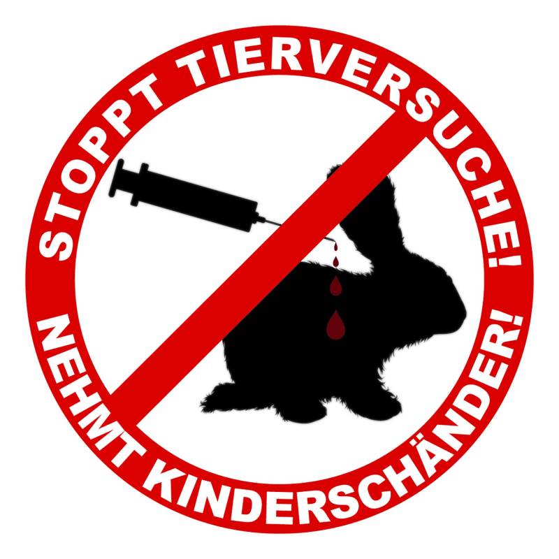 R107 Tierschutz Aufkleber 10cm Ø Stoppt Tierversuche Nehmt Kinderschänder Autoaufkleber Sticker für Fahrzeuge Auto Kfz Laptop Gegen Tierquälerei von Finest Folia