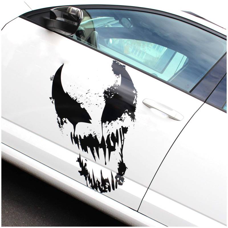 Skull Alien Monster Aufkleber Sticker Auto Boot Motorrad Caravan Dekor KX040 (Schwarz Matt, 70x45cm) von Finest Folia