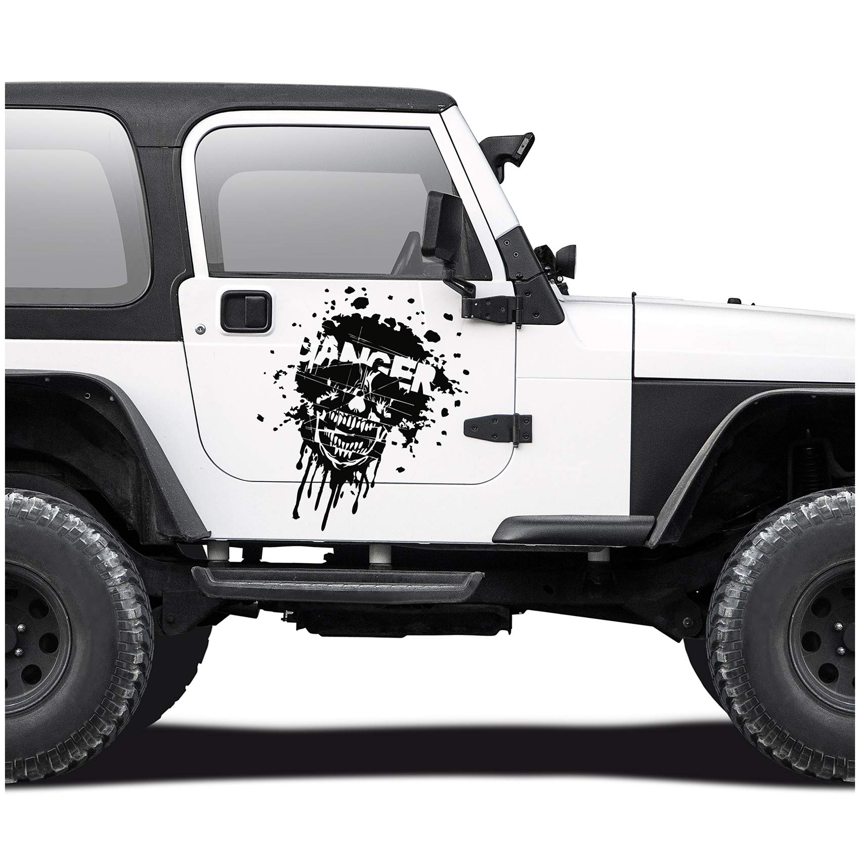 Finest Folia Totenkopf Aufkleber Danger Fahrzeug Dekor Skull Folie für Auto Bus LKW Wohnwagen Motorrad Kfz Zubehör Skelett Sticker Autoaufkleber Selbstklebend (Schwarz Glanz, (KX030) 70x57 cm) von Finest Folia