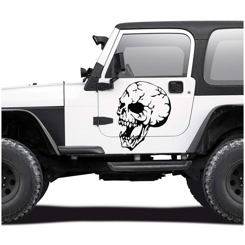 Finest Folia Totenkopf Aufkleber Fahrzeug Dekor Skull Folie für Auto Bus LKW Wohnwagen Motorrad Kfz Zubehör Skelett Sticker Autoaufkleber Selbstklebend (Schwarz Glanz, (KX027) 80x60cm) von Finest Folia