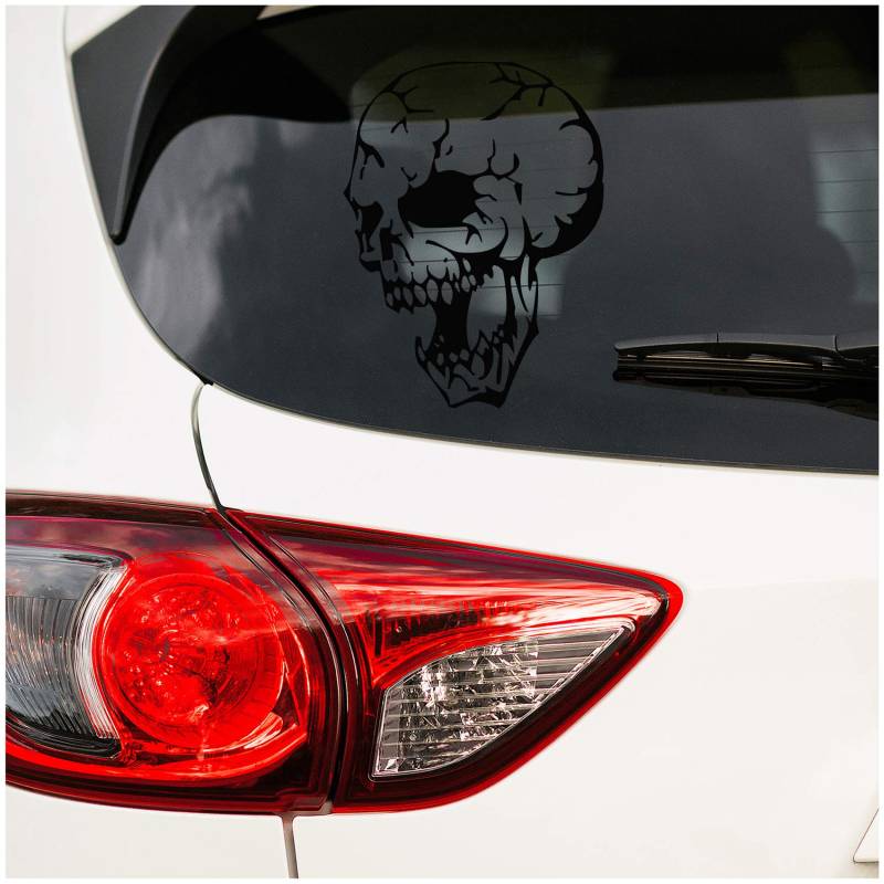 Finest Folia Totenkopf Aufkleber Fahrzeug Dekor Skull Folie für Auto Bus LKW Wohnwagen Motorrad Kfz Zubehör Skelett Sticker Autoaufkleber Selbstklebend (Schwarz Matt, (K066) 30x22cm) von Finest Folia