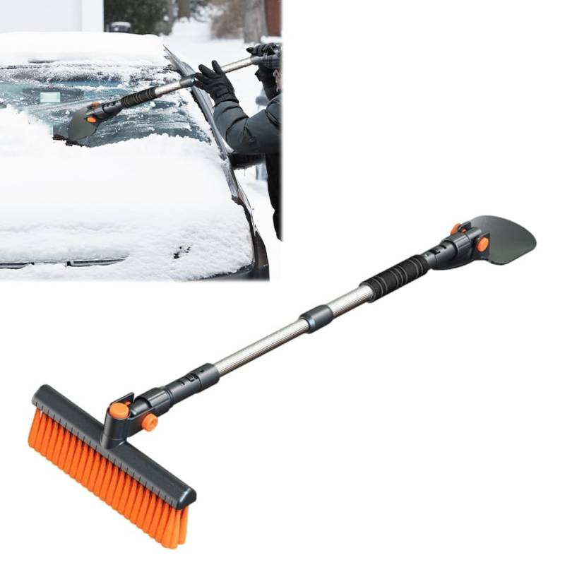 Fiorky ausziehbare Schneebürste mit Eiskratzer, ergonomischer Griff, Auto-Schneeräumbürste, einziehbare Auto-Schneeschaufel, Schneeräumgerät, Winterreinigungswerkzeug for Autos und SUVs von Fiorky