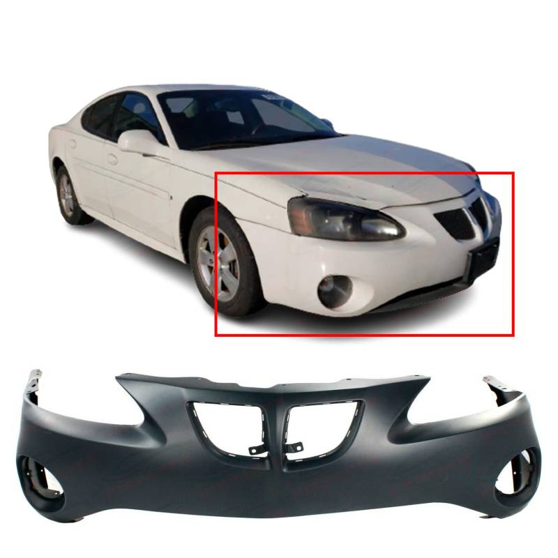 FitParts Kompatibel mit Frontstoßstangenabdeckung Blende 2004–2008 Pontiac Grand Prix GT GTP GTI GT2 Neu grundiert ohne Sensorlöcher, mit Nebelscheinwerferlöchern. GM1000698 12335942 von FitParts