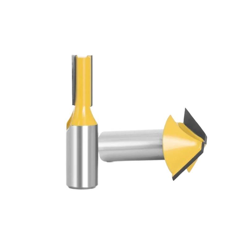 2 stücke 12mm 1/2 Hartmetall Zapfen Schneiden Bits Messer flachem Boden V Form Fräser Router Bit for Holz Tür Fenster(12mm Shank) von Fitaulip