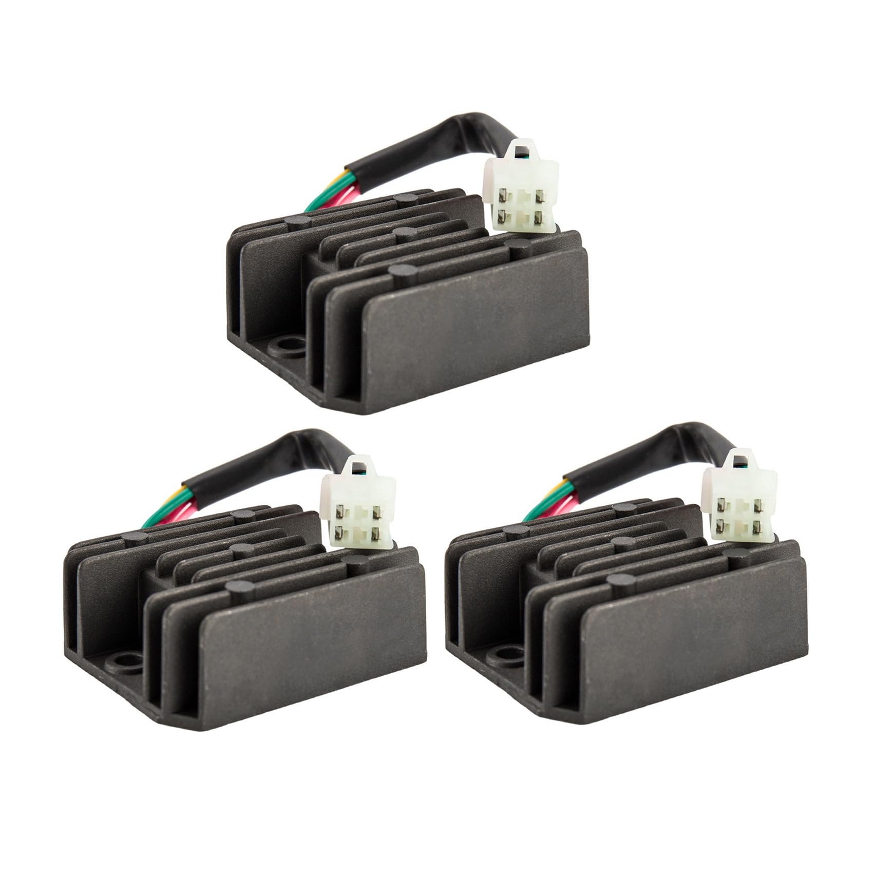 Fivetwofive 3X Universal 4 Draht Vollwelle Schwarz Motorrad Regler Gleichrichter 12V DC Fahrrad Quad von Fivetwofive