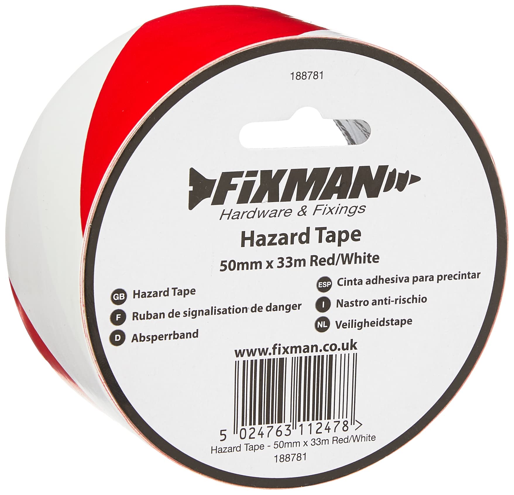 FIXMAN 188781 Absperrband 50 mm x 33 m, rot-weiß von Fixman