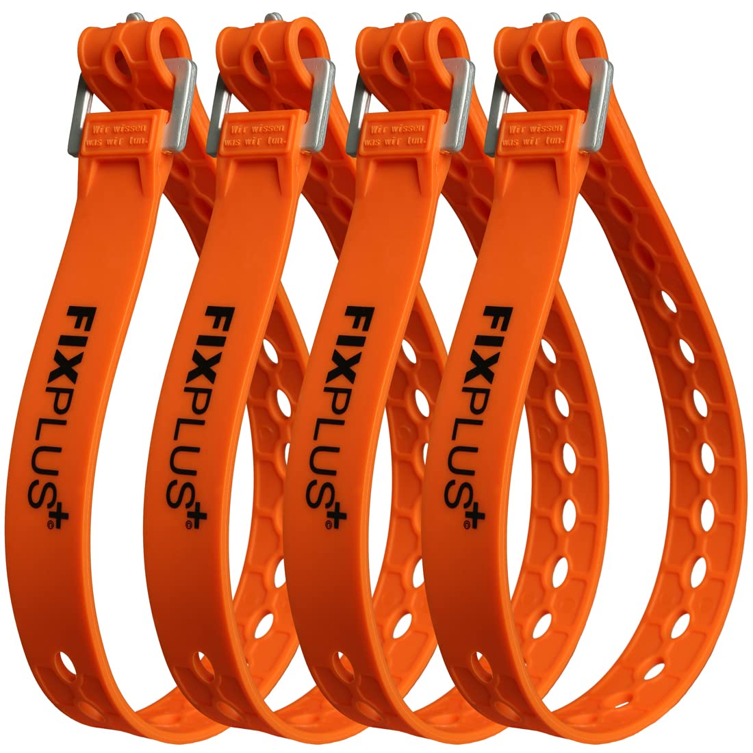 Fixplus Strap 4er-Pack - Zurrgurt Zum Sichern, Befestigen, Bündeln und Festzurren, aus Spezialkunststoff mit Aluminiumschnalle 66cm x 2,4cm (orange) von Fixplus