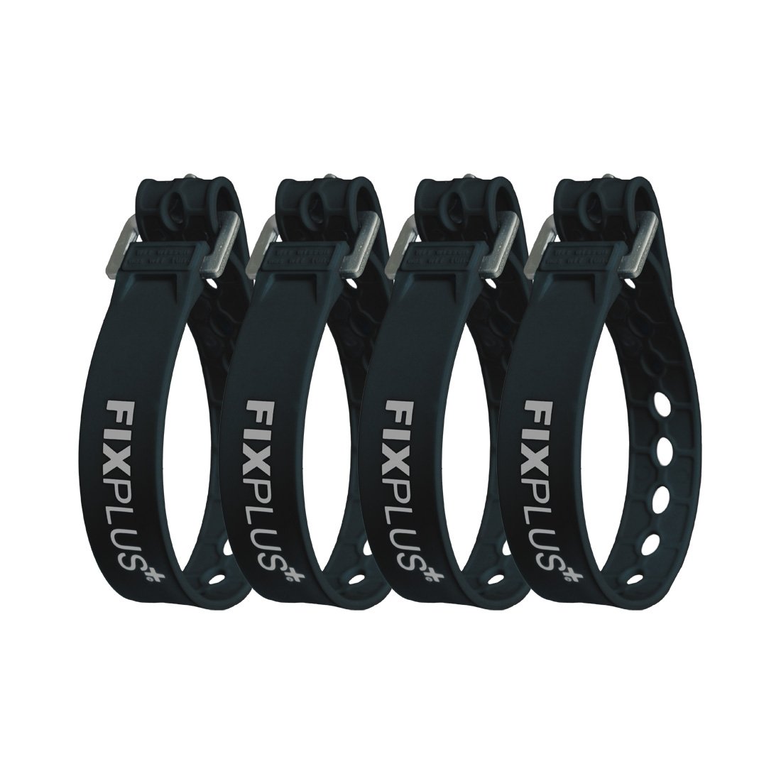 Fixplus-Strap 4er-Pack - Zurrgurt zum Sichern, Befestigen, Bündeln und Festzurren, aus Spezialkunststoff mit Aluminiumschnalle, 35cm x 2,4cm (schwarz) von Fixplus