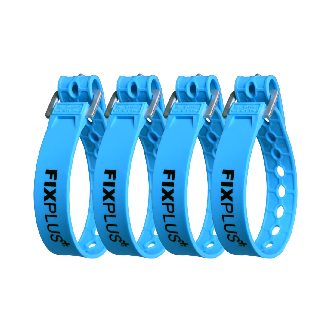 Fixplus-Strap 4er-Pack - Zurrgurt zum Sichern, Befestigen, Bündeln und Festzurren, aus Spezialkunststoff mit Aluminiumschnalle 35cm x 2,4cm (blau) von Fixplus