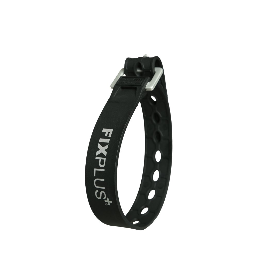 Fixplus-Strap black35 - Spannband zum Sichern, Befestigen, Bündeln und Festzurren, aus Spezialkunststoff mit Aluminiumschnalle aus dem Flugzeugbau, 35cm in schwarz von Fixplus