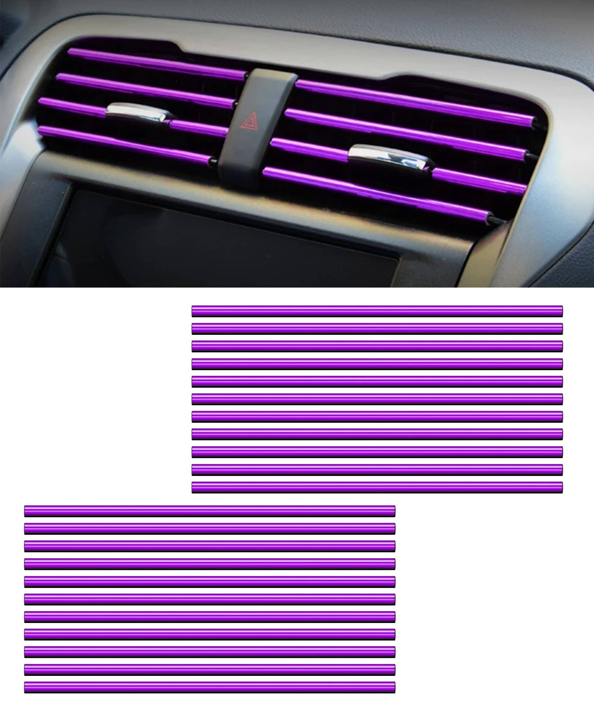 Flaconi 20PCS Auto Lüftungsschlitz Dekoration,auto zubehör deko,auto tuning innenraum,Auto Styling Zierleisten DIY Lüftungsgitter Innenausstattung Streifen,für die Meisten Lüftungsschlitze (Violett) von Flaconi