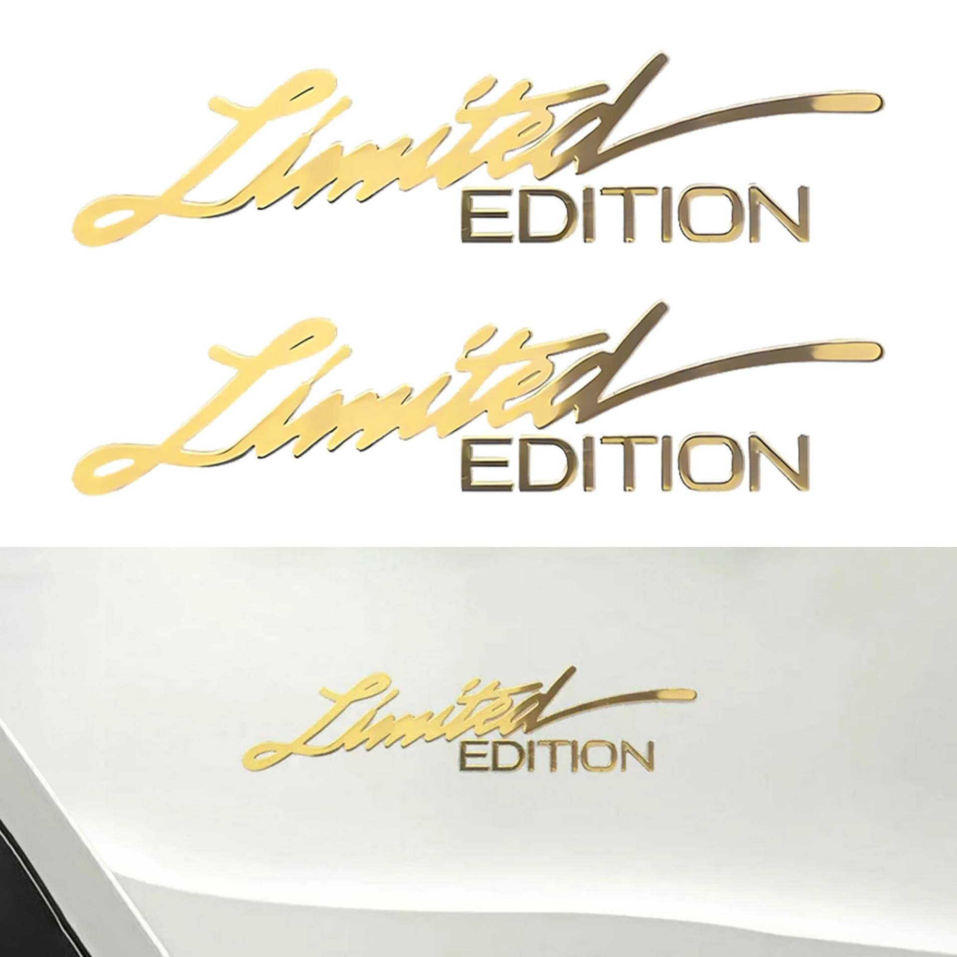 Flaconi 2PCS Auto Aufkleber,Autoabzeichen Aufkleber,Limited Edition Aufkleber,Auto-Logo-Aufkleber,Auto Logo Aufkleber Emblem,Geeignet für Autos,Züge, Busse,SUV und andere Fahrzeuge (Gold) von Flaconi