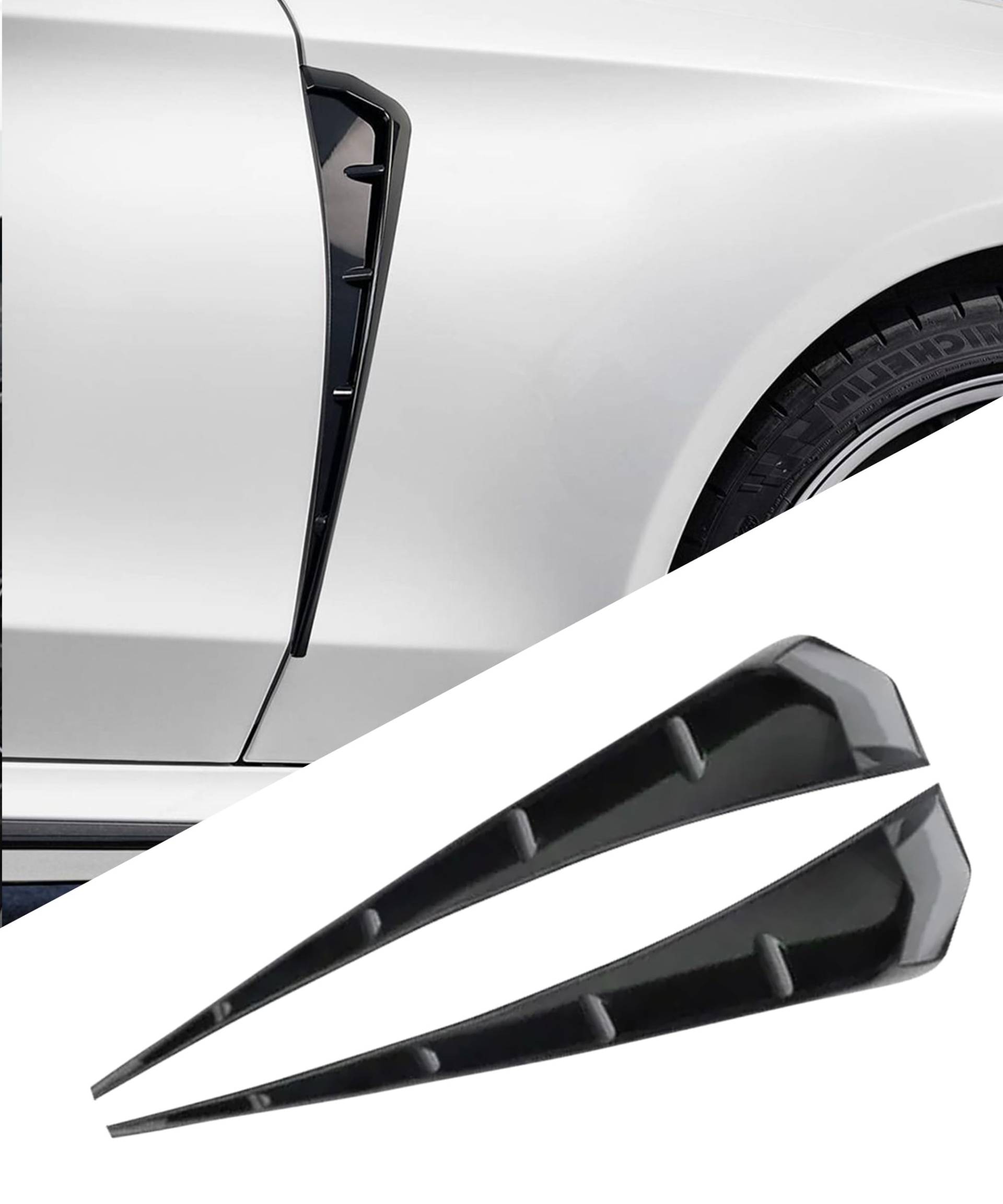 Flaconi 2PCS Auto-Kotflügel Seitenschlitze,auto tuning,auto aufkleber seite,Kotflügel Dekorative Aufkleber Trim,Spoiler Körper Dekoration Abdeckung (Schwarz) von Flaconi