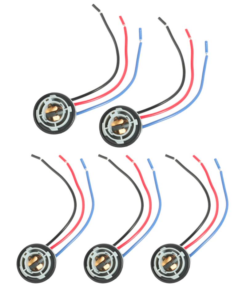 Flaconi 5 Stück Auto Fassung Sockel Kabel,Auto Glühbirnen Sockelhalter,1156 1157 LED-Birnen-Sockelhalter,2-pin Sockelhalter,LED Steckdose Stecker Kabel für Lampe Bremssignalbirne (3 Pin) von Flaconi