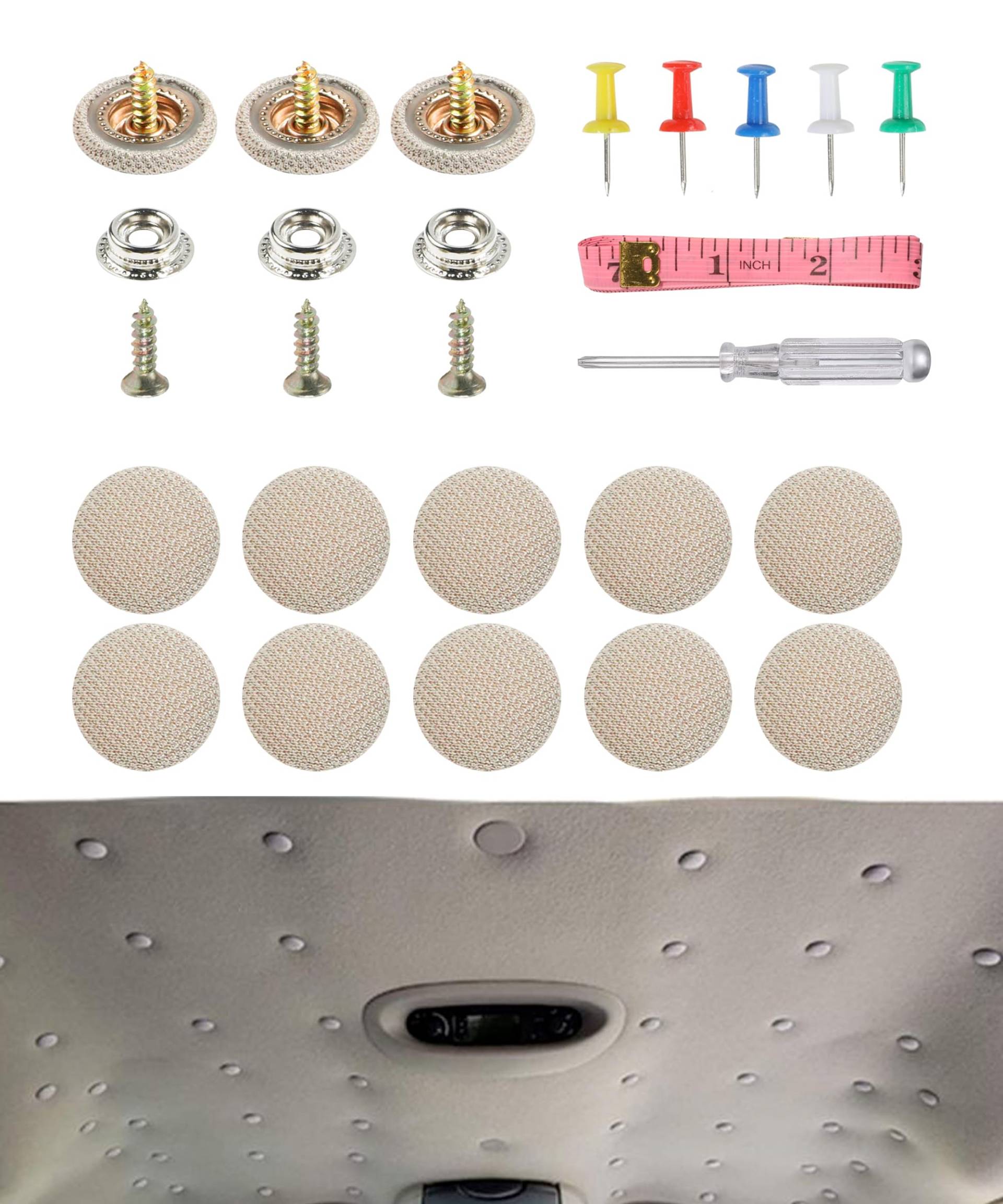 Flaconi 65 Stück Auto Dachhimmel Reparatur Set,Autohimmel Reparatur Set,Dachhimmel Reparatur Set,Auto Himmel Reparieren,Auto Himmel Reparaturset,Ersatz Dachhimmel Reparaturknopf (Beige) von Flaconi