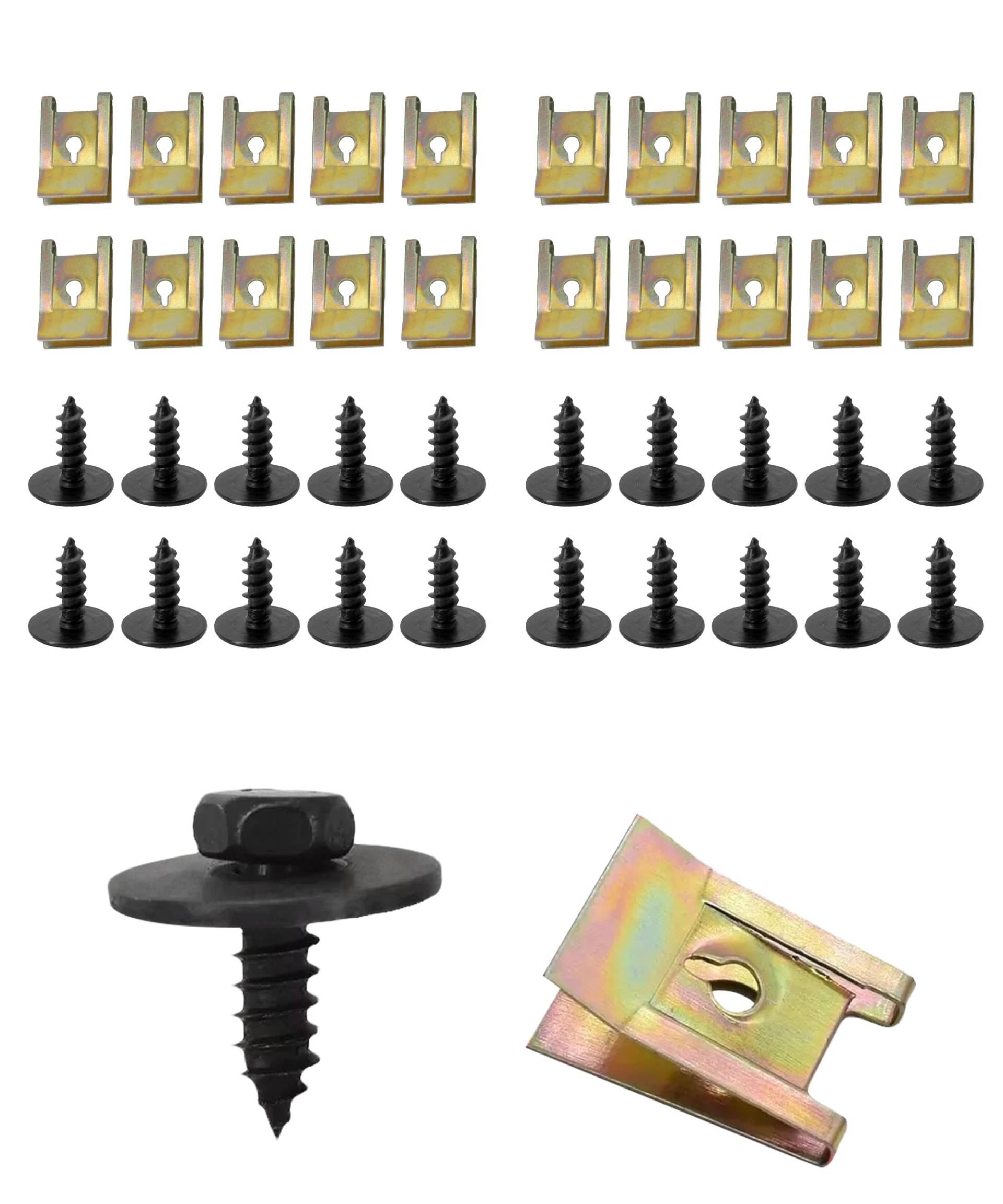 Flaconi Auto Befestigung Clips,karosserieschrauben,Schraube Mutter Clip,Blechmutter Blechschrauben Schraube Mutter Clip Schnappmutter Set,für Befestigung von Autodekorationsplatten (40pcs) von Flaconi