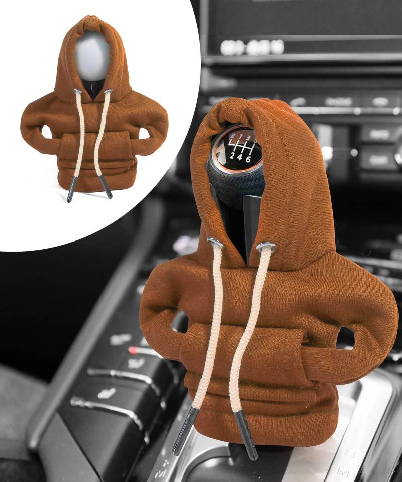 Flaconi Auto Deko,Chalthebel Hoodie,Auto Deko Innenraum,Schaltknauf Abdeckung,Auto Schalthebel Abdeckung,Auto Zubehör Deko Hoodie für Schaltknauf,Auto Schaltknauf überzug (Braun) von Flaconi