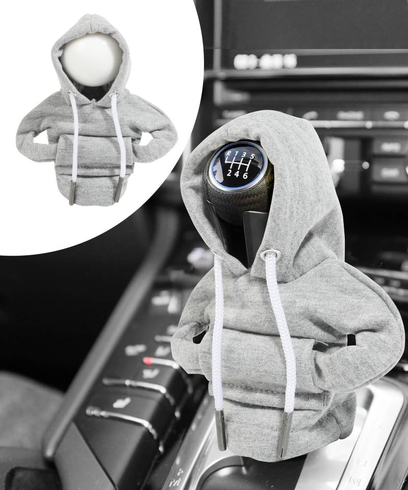 Flaconi Auto Deko,Chalthebel Hoodie,Auto Deko Innenraum,Schaltknauf Abdeckung,Auto Schalthebel Abdeckung,Auto Zubehör Deko Hoodie für Schaltknauf,Auto Schaltknauf überzug(Grau) von Flaconi