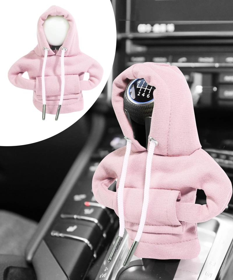 Flaconi Auto Deko,Chalthebel Hoodie,Auto Deko Innenraum,Schaltknauf Abdeckung,Auto Schalthebel Abdeckung,Auto Zubehör Deko Hoodie für Schaltknauf,Auto Schaltknauf überzug (Rosa) von Flaconi