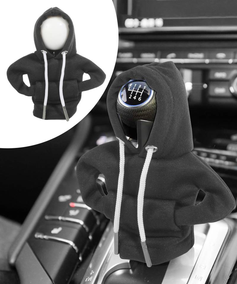 Flaconi Auto Deko,Chalthebel Hoodie,Auto Deko Innenraum,Schaltknauf Abdeckung,Auto Schalthebel Abdeckung,Auto Zubehör Deko Hoodie für Schaltknauf,Auto Schaltknauf überzug (Schwar) von Flaconi