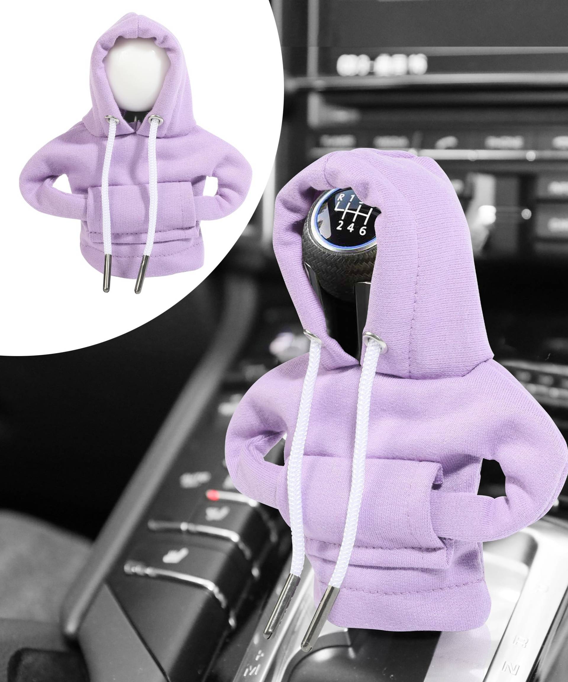 Flaconi Auto Deko,Chalthebel Hoodie,Auto Deko Innenraum,Schaltknauf Abdeckung,Auto Schalthebel Abdeckung,Auto Zubehör Deko Hoodie für Schaltknauf,Auto Schaltknauf überzug (Violett) von Flaconi