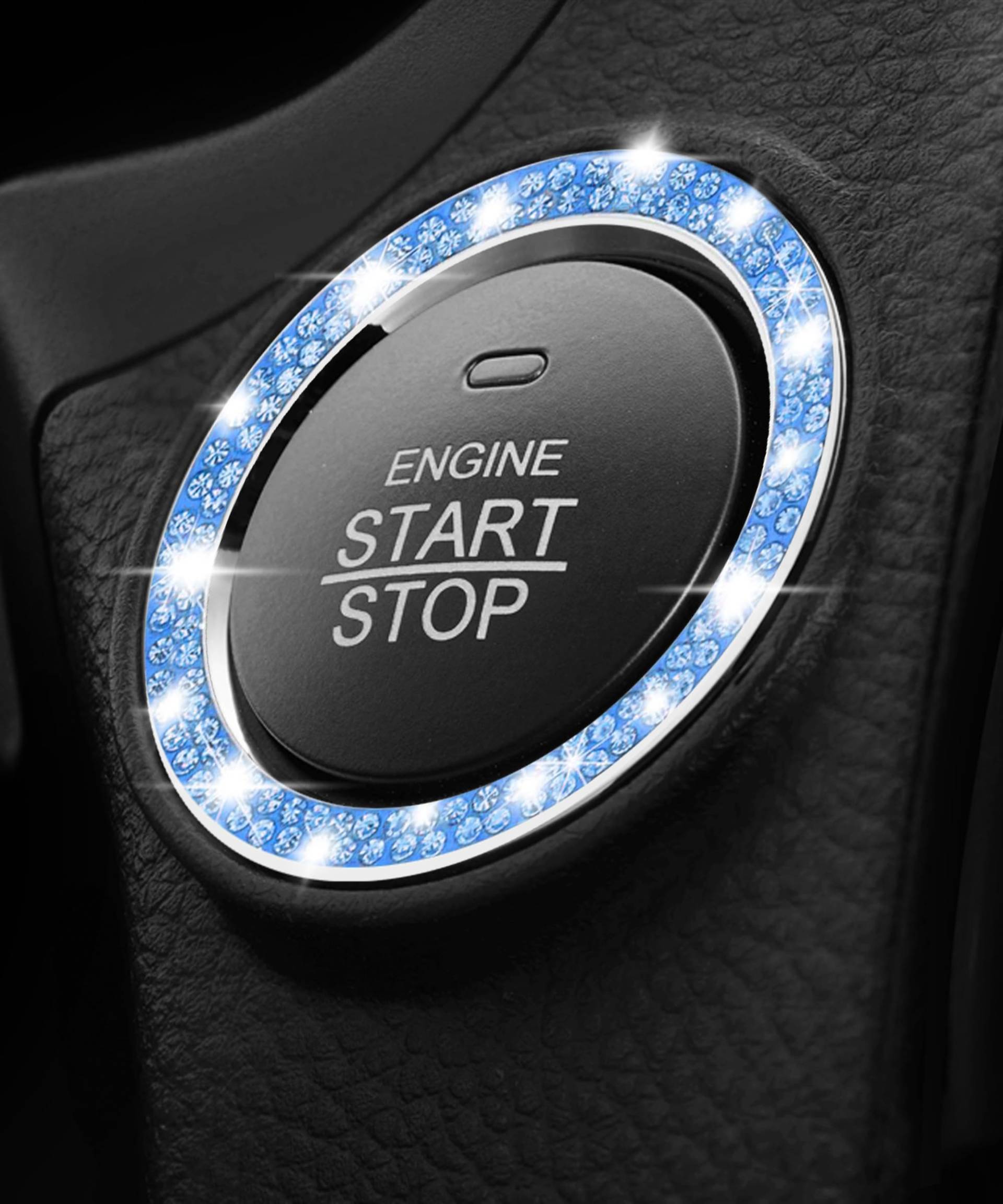 Flaconi Auto Motor Start Stop Button Ring,Auto Zubehör Innenraum,Auto Zubehör,Universal Auto Kristall Strass Diamant Motor Schalter Push Start Aufkleber Ring Dekor Zubehör (Blau) von Flaconi