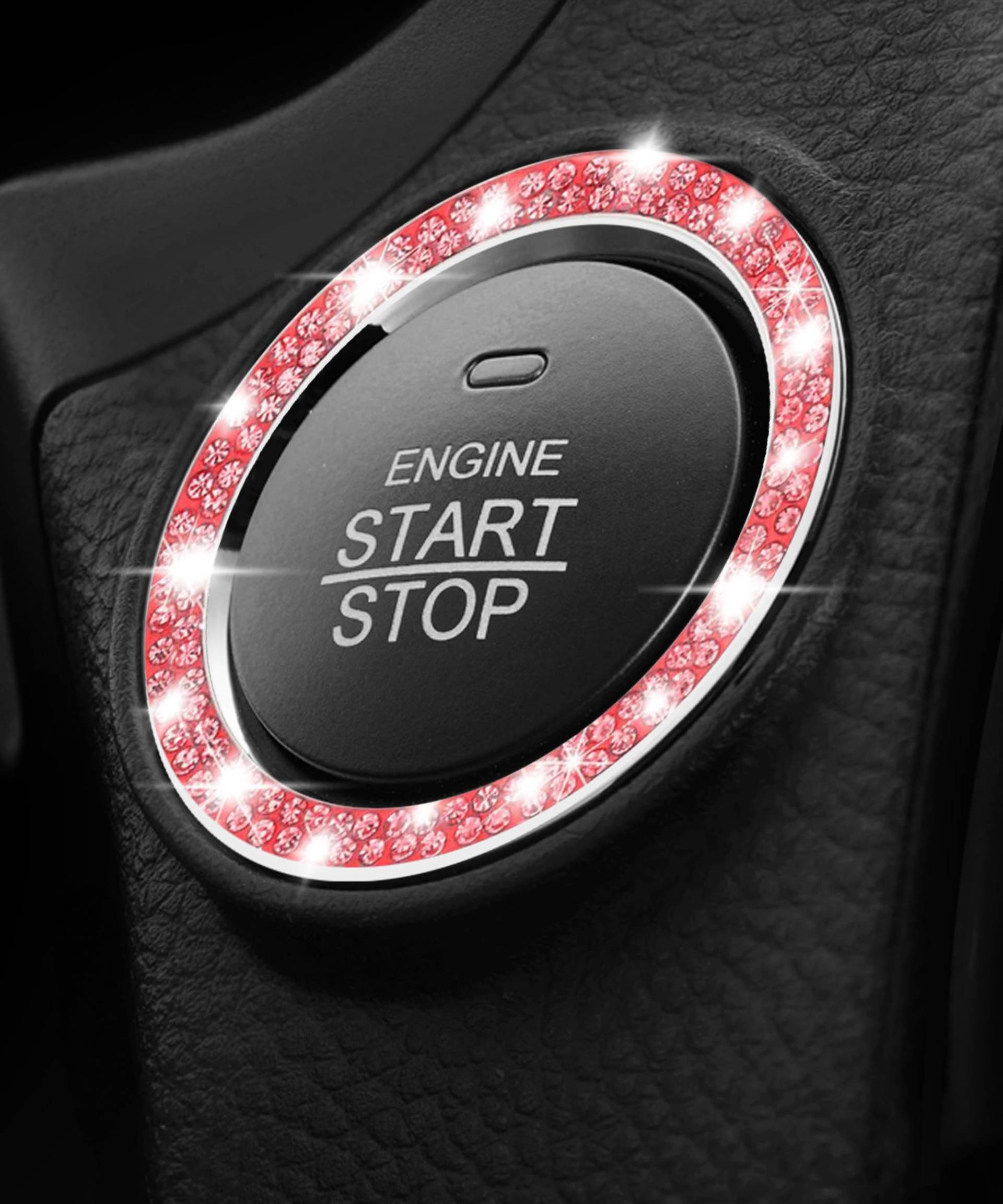 Flaconi Auto Motor Start Stop Button Ring,Auto Zubehör Innenraum,Auto Zubehör,Universal Auto Kristall Strass Diamant Motor Schalter Push Start Aufkleber Ring Dekor Zubehör (Rot) von Flaconi