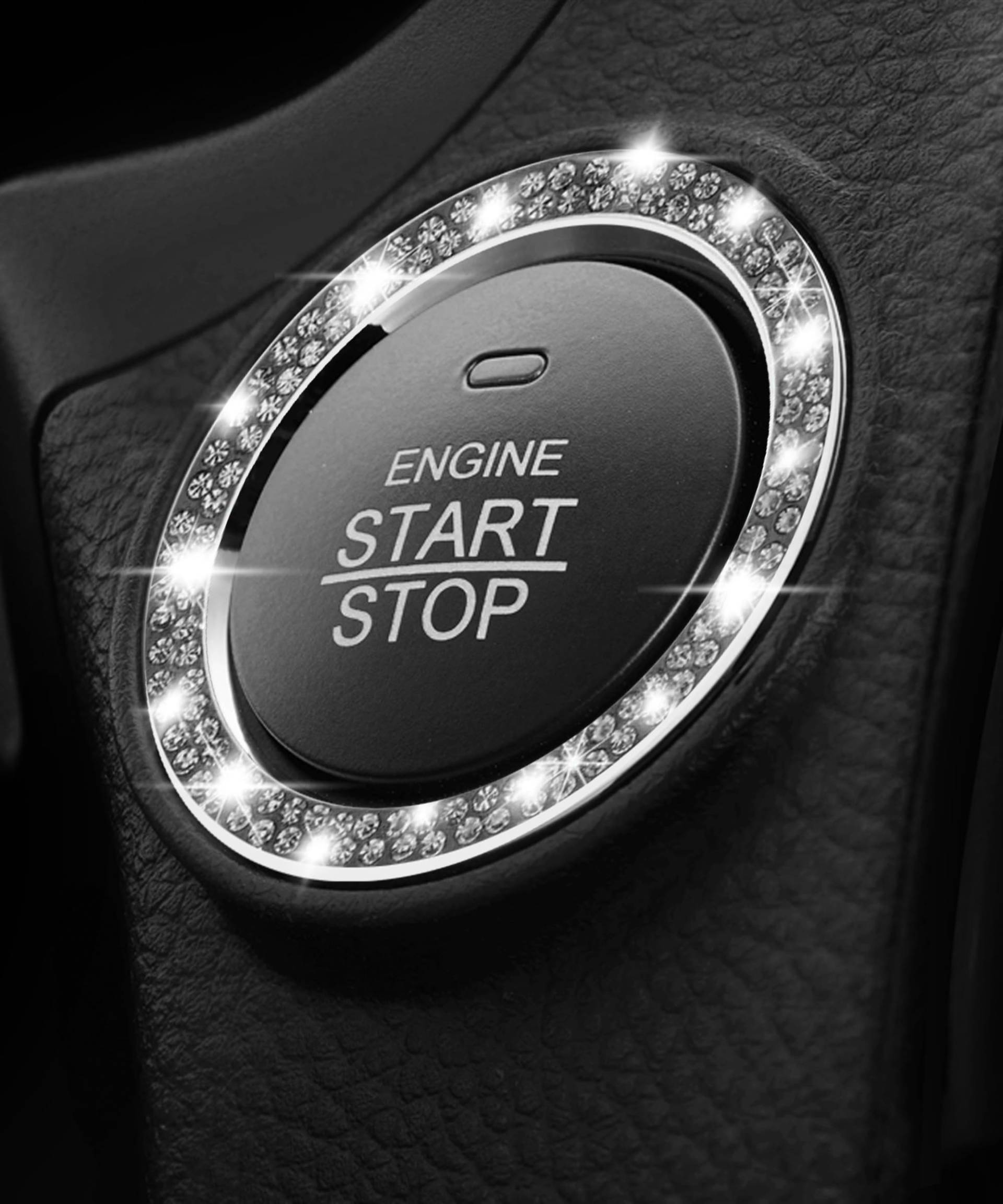 Flaconi Auto Motor Start Stop Button Ring,Auto Zubehör Innenraum,Auto Zubehör,Universal Auto Kristall Strass Diamant Motor Schalter Push Start Aufkleber Ring Dekor Zubehör (Schwarz) von Flaconi