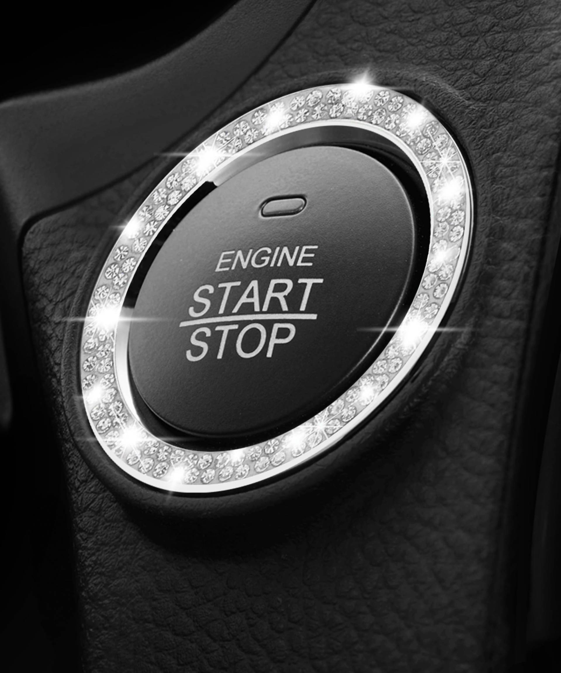 Flaconi Auto Motor Start Stop Button Ring,Auto Zubehör Innenraum,Auto Zubehör,Universal Auto Kristall Strass Diamant Motor Schalter Push Start Aufkleber Ring Dekor Zubehör (Weiß) von Flaconi