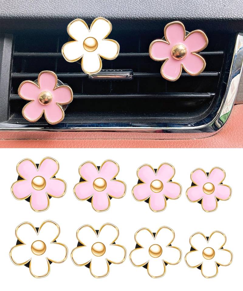 Flaconi Auto Zubehör,8 Stück Gänseblümchen Blume Auto Lufterfrischer Clip,Auto Deko,Auto Zubehör Deko,Auto Zubehör Innenraum Frauen,Air Outlet Lüfterfrischer Vent Clips,Deko Innen Für Auto von Flaconi