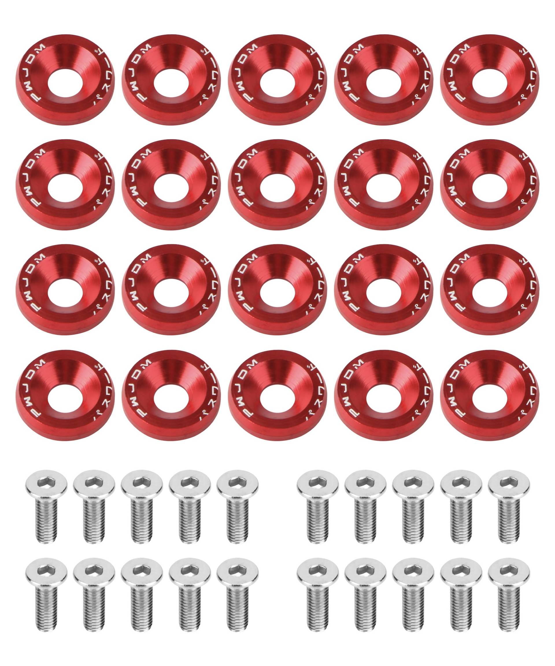 Flaconi Auto eloxierte schrauben,Auto Stoßstange Unterlegscheibe Schrauben Kit,Auto M6 Eloxierte Aluminium Unterlegscheiben und Stahl Schrauben,für Kotflügel,Stoßstangen,Scheinwerfer,Kofferraum von Flaconi