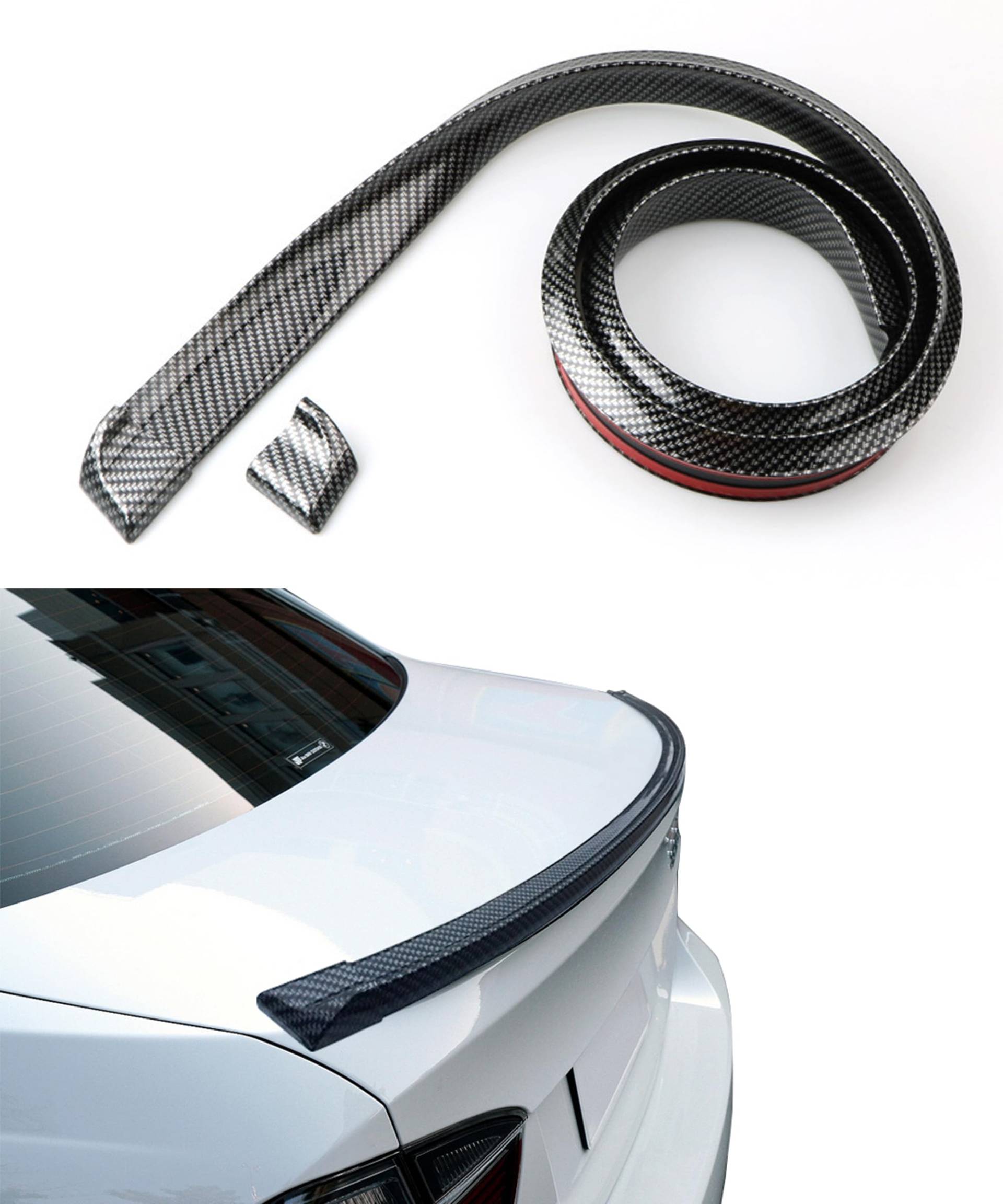 Flaconi Spoilerlippe Auto,Auto Spoiler,Auto Tuning,Auto Heckspoiler,Selbstklebend Spoilerlippe,Universal Schwarz Auto Rear Spoiler Kohlefaser Weichgummi Heckspoiler (Kohlefaser) von Flaconi