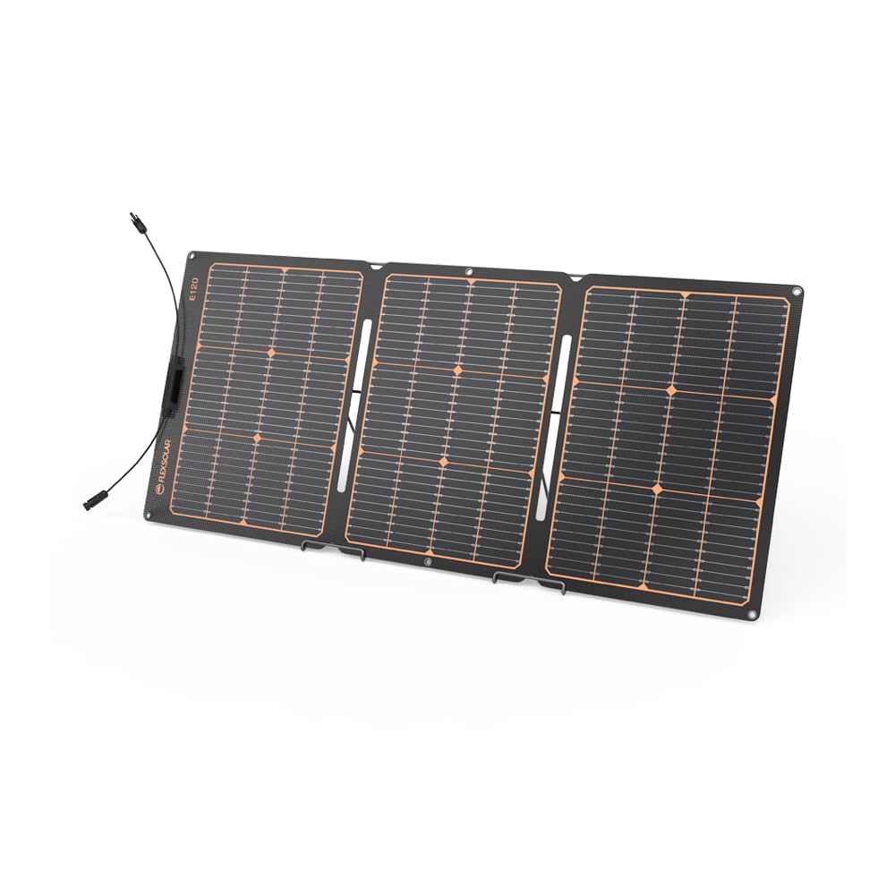 Flexsolar Tragbare Solarpanel,120W Faltbare Solarladegerät IP68 Wasserdicht Schnellladung mit 25% Wirkungsgrad für Kraftwerke,Solargenerator,12V Batterie,Solarmodule für RV Wohnmobil Caravan von FlexSolar