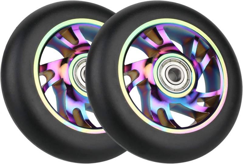 Fleymu Stunt Scooter Rollen,2 Stück Pro Scooter Replacement Wheels, 100mm Scooter Räder with ABEC-9 Bearings, Thickened PVC Stunt Scooter Wheels Kompatibel für Meisten Stuntscooter & Kickscooter von Fleymu