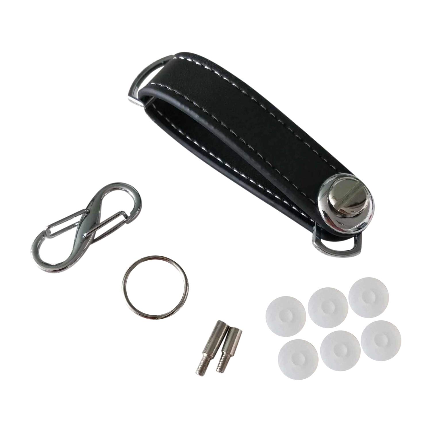 Flisdtry Modische Auto-Schlüsseltasche, Geldbörse, Halter, Kette, Schlüssel-Geldbörse, Ring, Tasche, Schlüssel-Organizer, Smart-Leder, Schwarz von Flisdtry