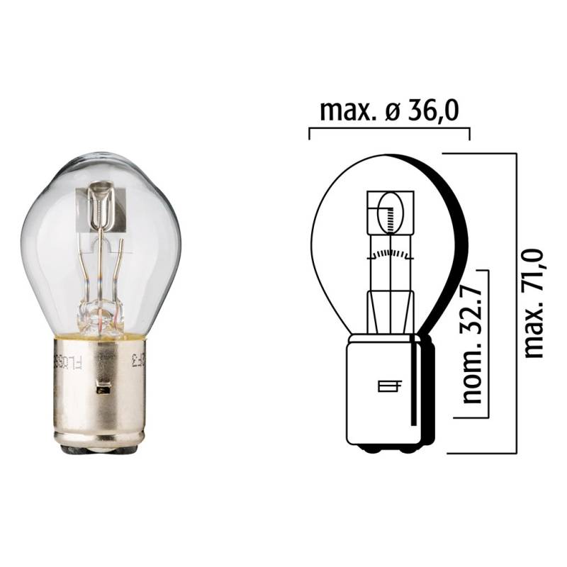 Lampe Flösser 12V 45/40W BA20d klar Bilux von Floesser