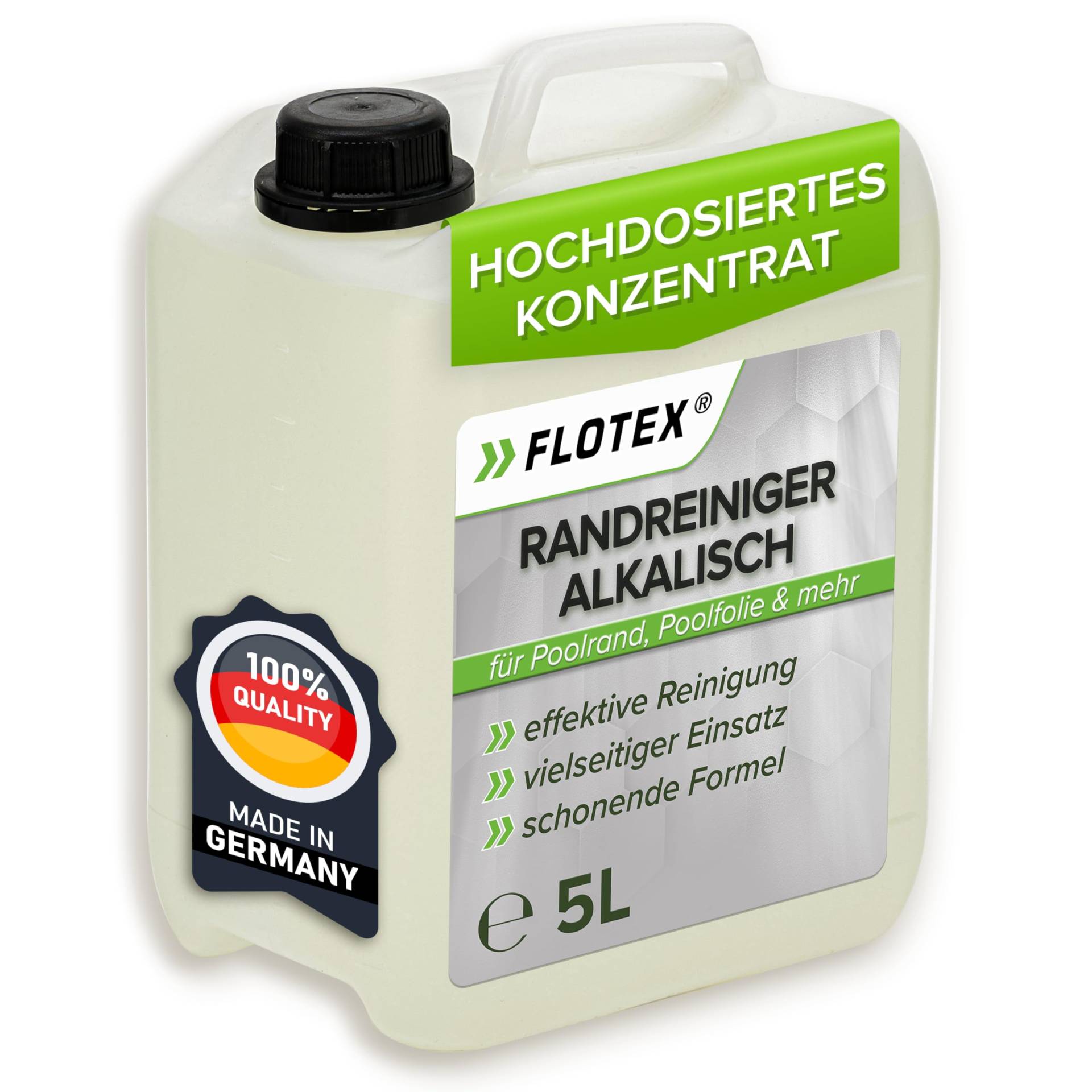 FLOTEX - Hocheffektiver Pool Randreiniger alkalisch 5L | Poolrandreiniger für Folienpools | Effektiver Pool Folienreiniger | Beckenrandreiniger Pool für Fliesen, Keramik und Folie von Flotex