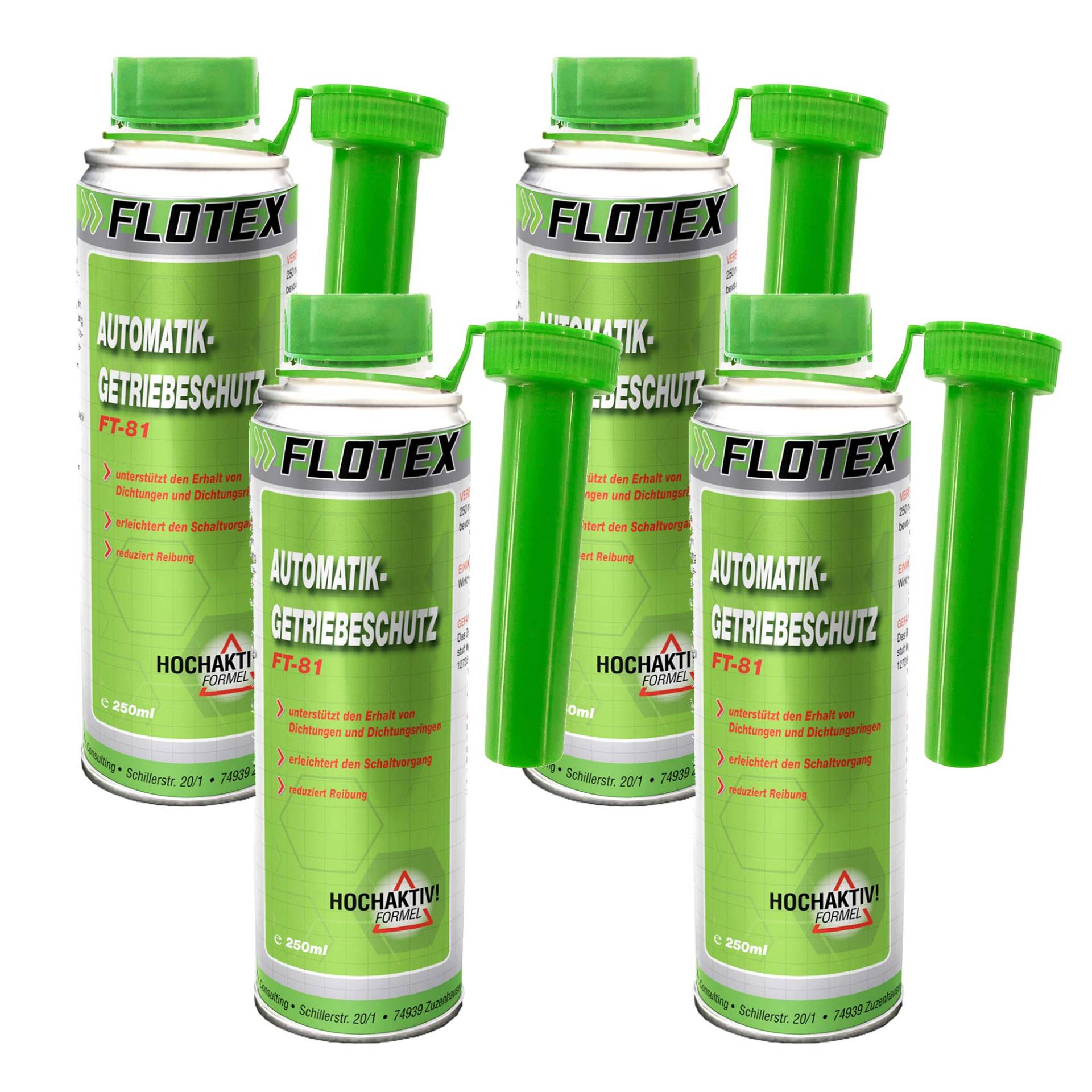 Flotex Automatikgetriebeschutz, 4 x 250ml Additiv Schutz für Automatikgetriebe von Flotex