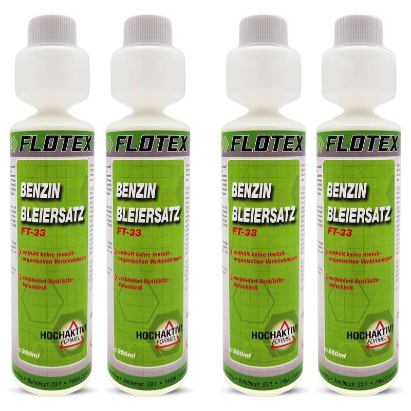 Flotex Benzin Bleiersatz, 4 x 250ml Additiv für ältere Benzinmotoren gegen Leistungsabfall und Motorschäden von Flotex