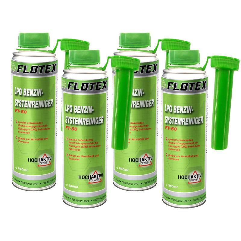 Flotex LPG Benzinsystemreiniger, 4 x 250ml Additiv Motor System Reiniger Benzin von Flotex