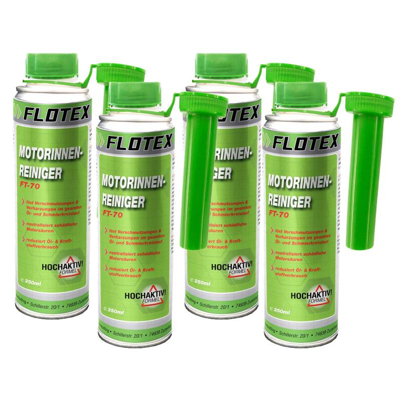 Flotex Motorinnenreiniger, 4 x 250ml Additiv Motor Innen Reiniger von Flotex