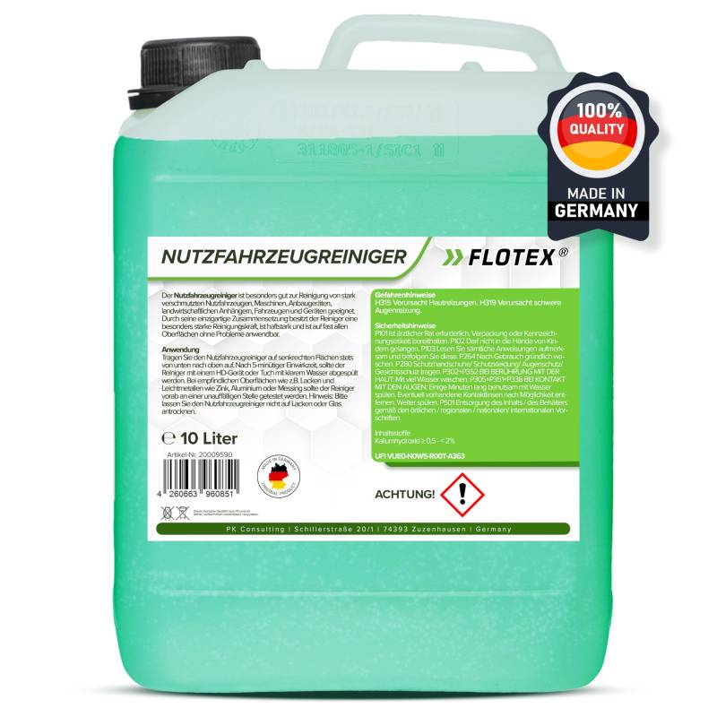 Flotex Nutzfahrzeugreiniger, 10L Aktiv Reiniger Nutzfahrzeuge, Planen, LKW und KFZ von Flotex