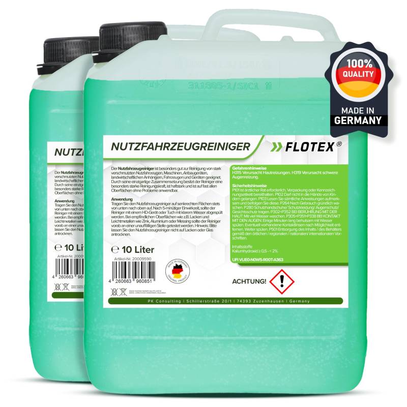 Flotex Nutzfahrzeugreiniger, 2 x 10L Aktiv Reiniger Nutzfahrzeuge, Planen, LKW und KFZ von Flotex