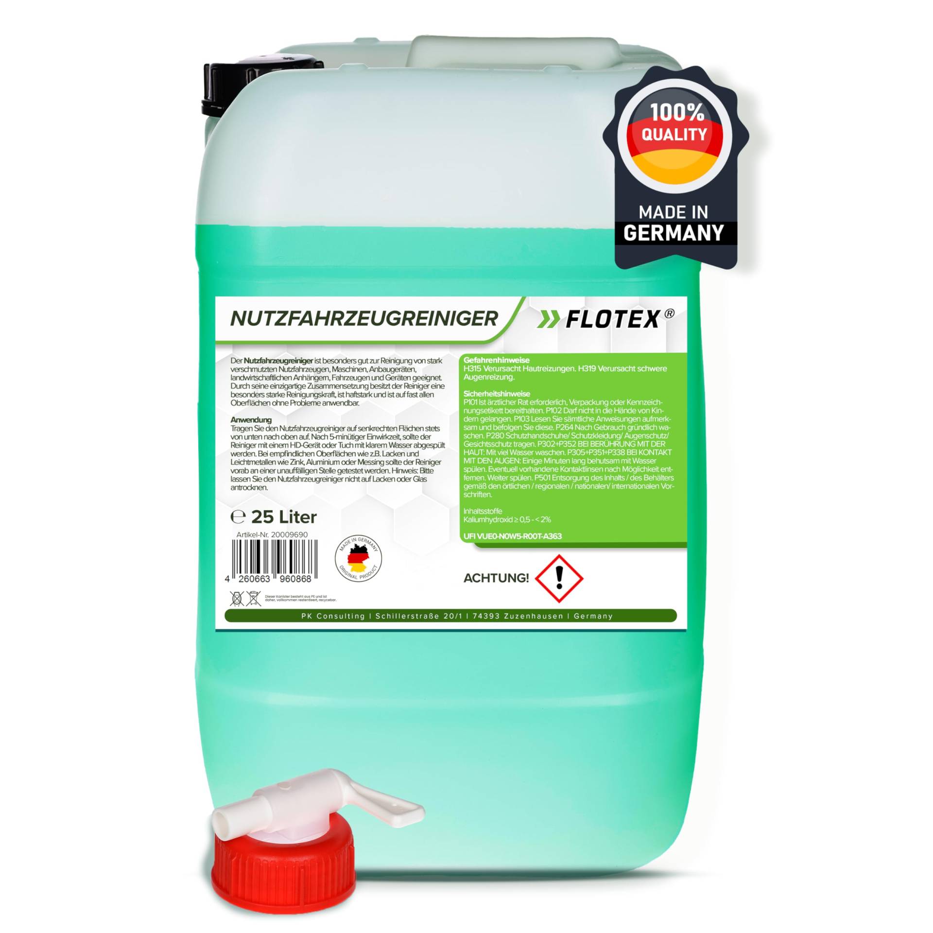 Flotex Nutzfahrzeugreiniger, 25L Aktiv Reiniger Nutzfahrzeuge, Planen, LKW und KFZ von Flotex