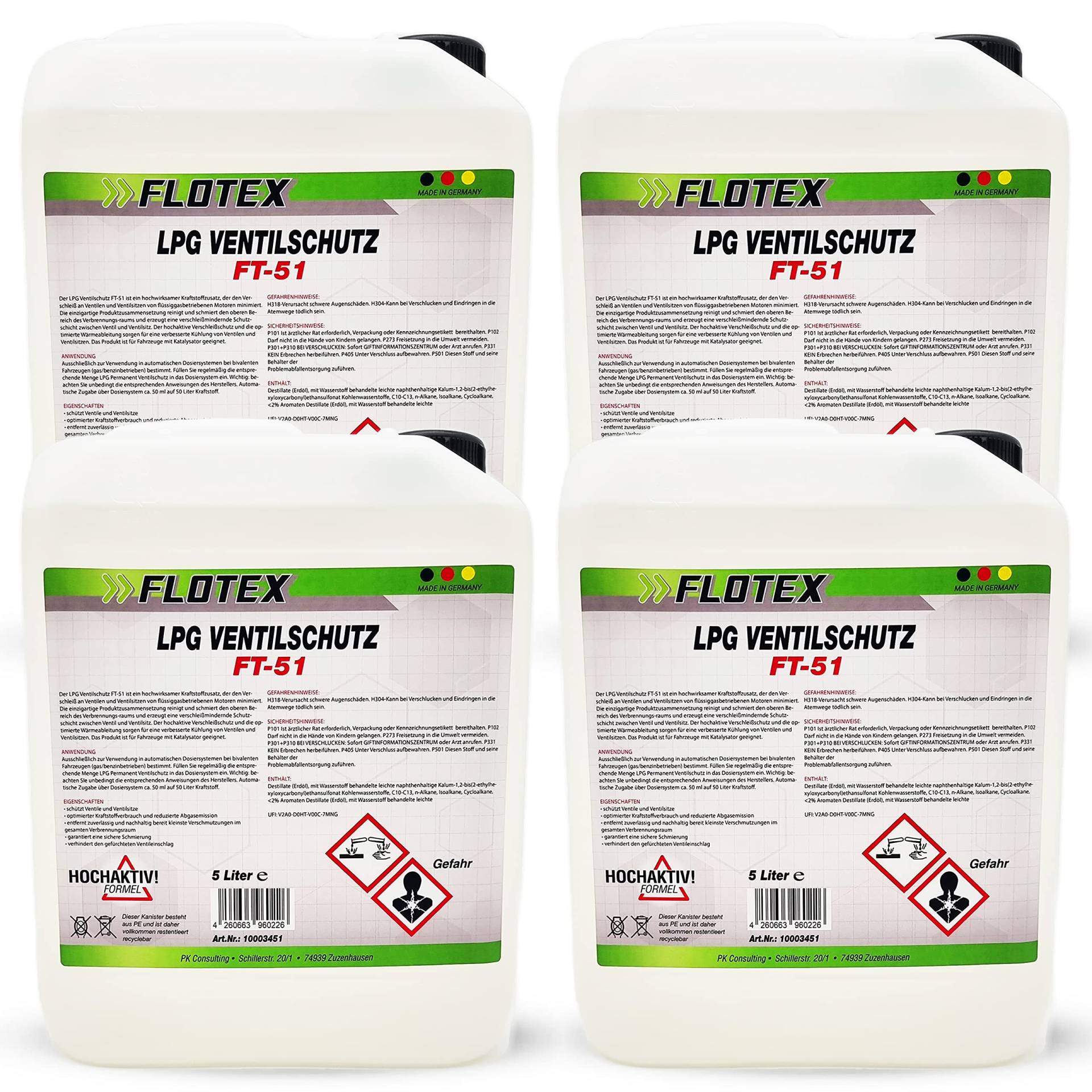 Flotex Permanent LPG Ventilschutz, 4 x 5L Additiv Gas Ventil Schutz von Flotex