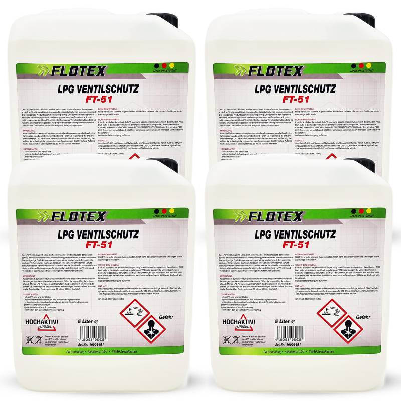 Flotex Permanent LPG Ventilschutz, 4 x 5L Additiv Gas Ventil Schutz von Flotex